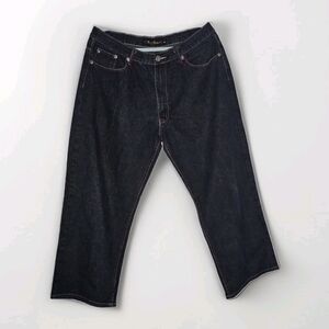 Black Laquor Men’s Dark Wash Straight LegClassic Black Relaxed Fit Jeans for Men